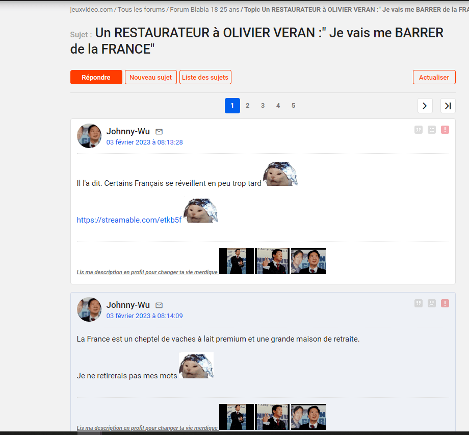 La méga PLS du forumeur JOHNNY WU, je ne m’en suis jamais remis !