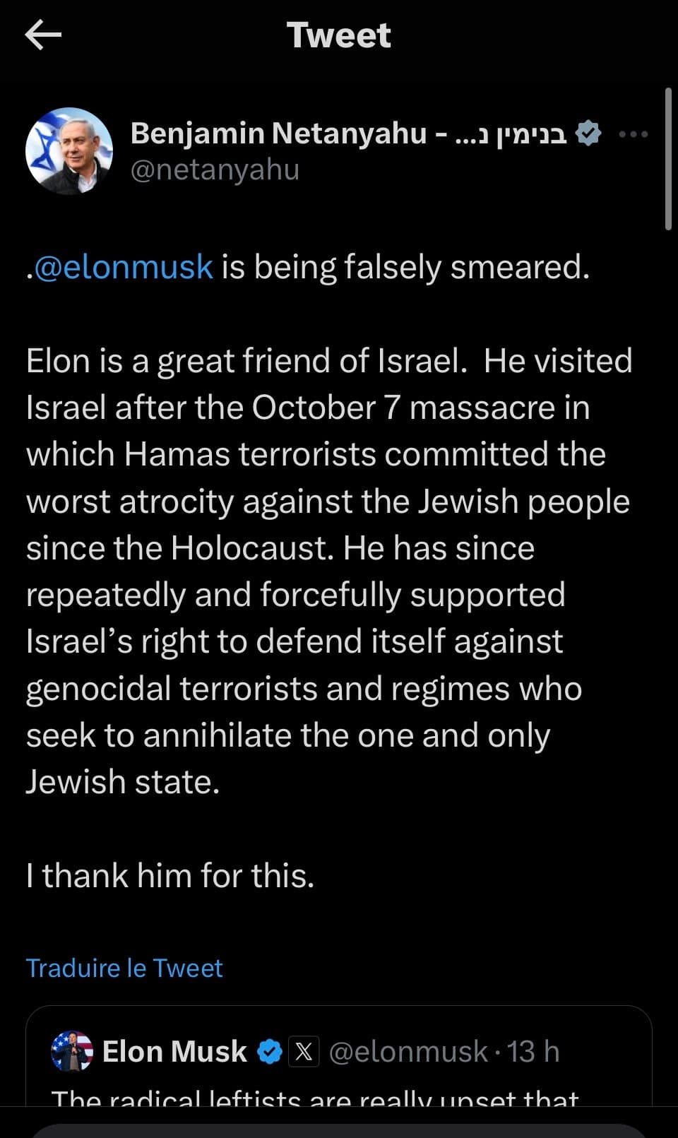 🚨 Benyamin Netanyahou SOUTIENT Elon Musk après le salut nazi