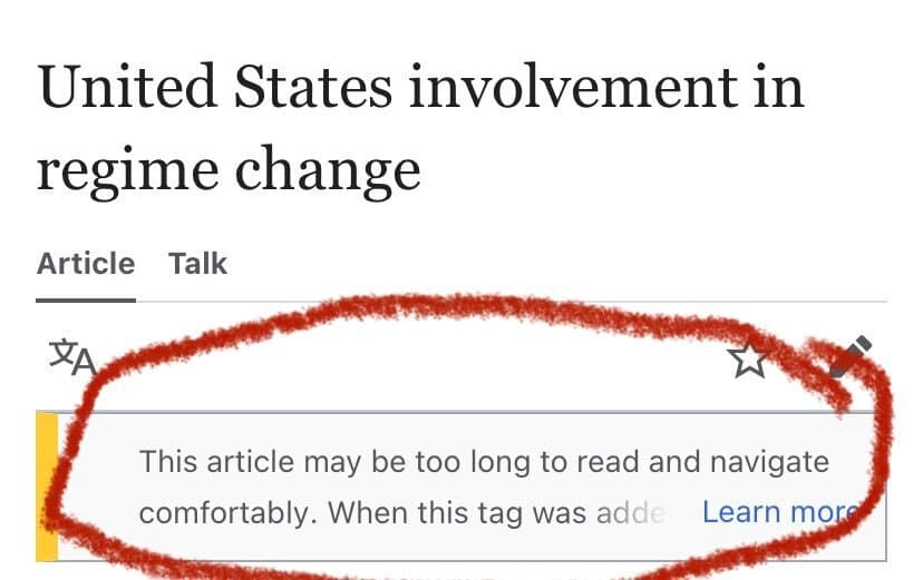 La page Wikipedia "Participation des USA dans les changements de régimes"