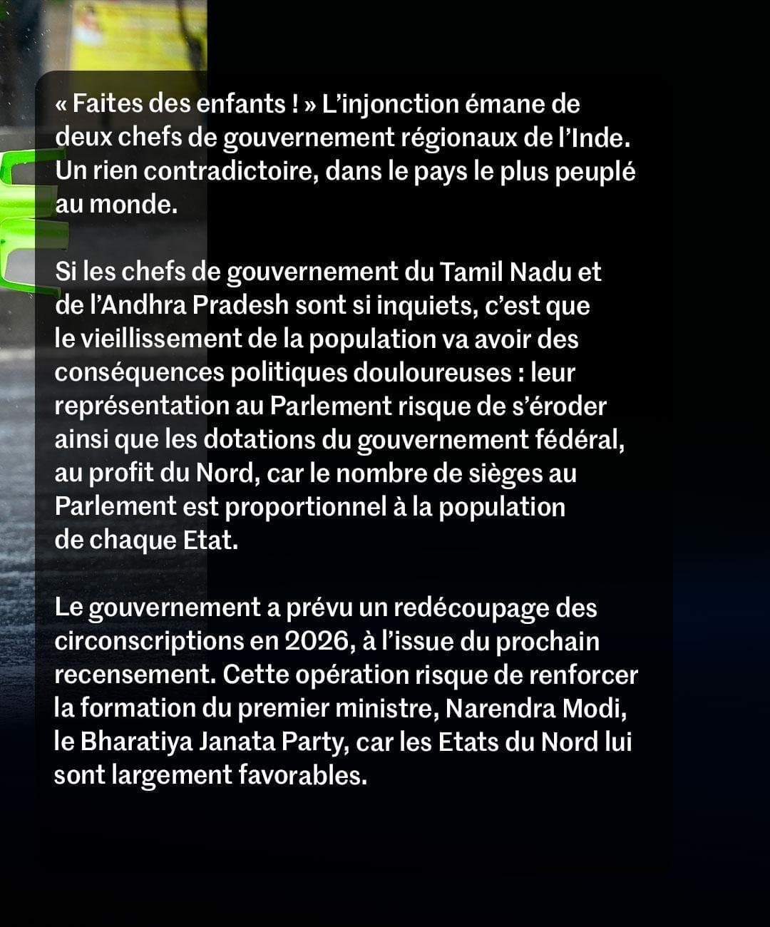 INDE : Les états du SUD demandent aux FEMMES de "faire 16 ENFANTS" (baisse de natalité)