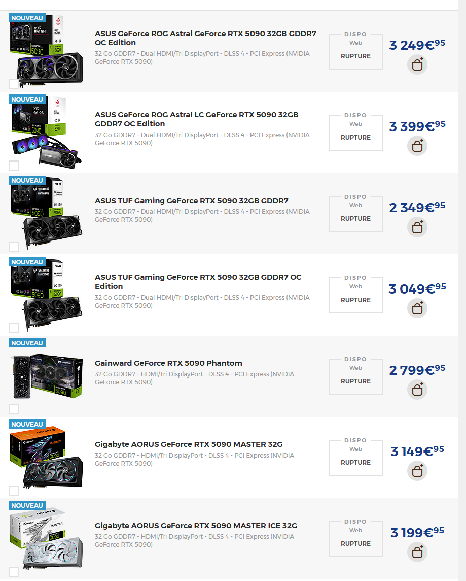 Le PRIX des RTX 5090