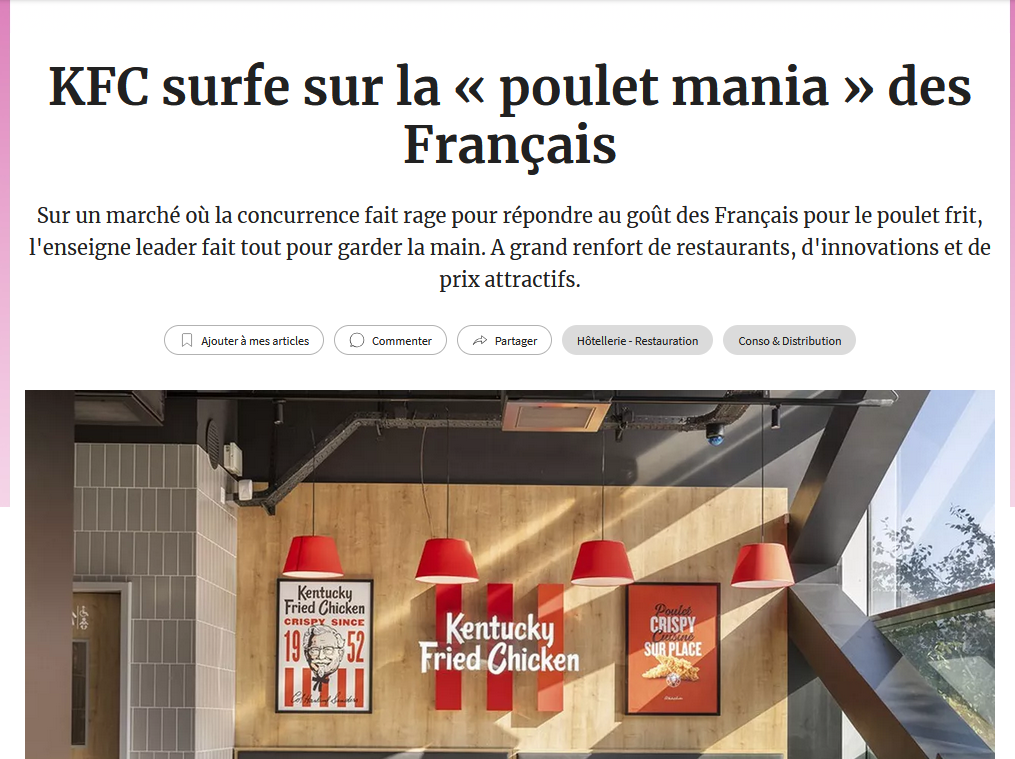 KFC: en FRANCE, on SURFE  sur la "POULET MANIA"