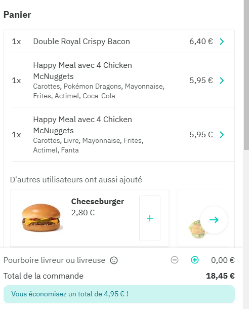 Mon macdo a 18 euros avec 2 happy meal dérange