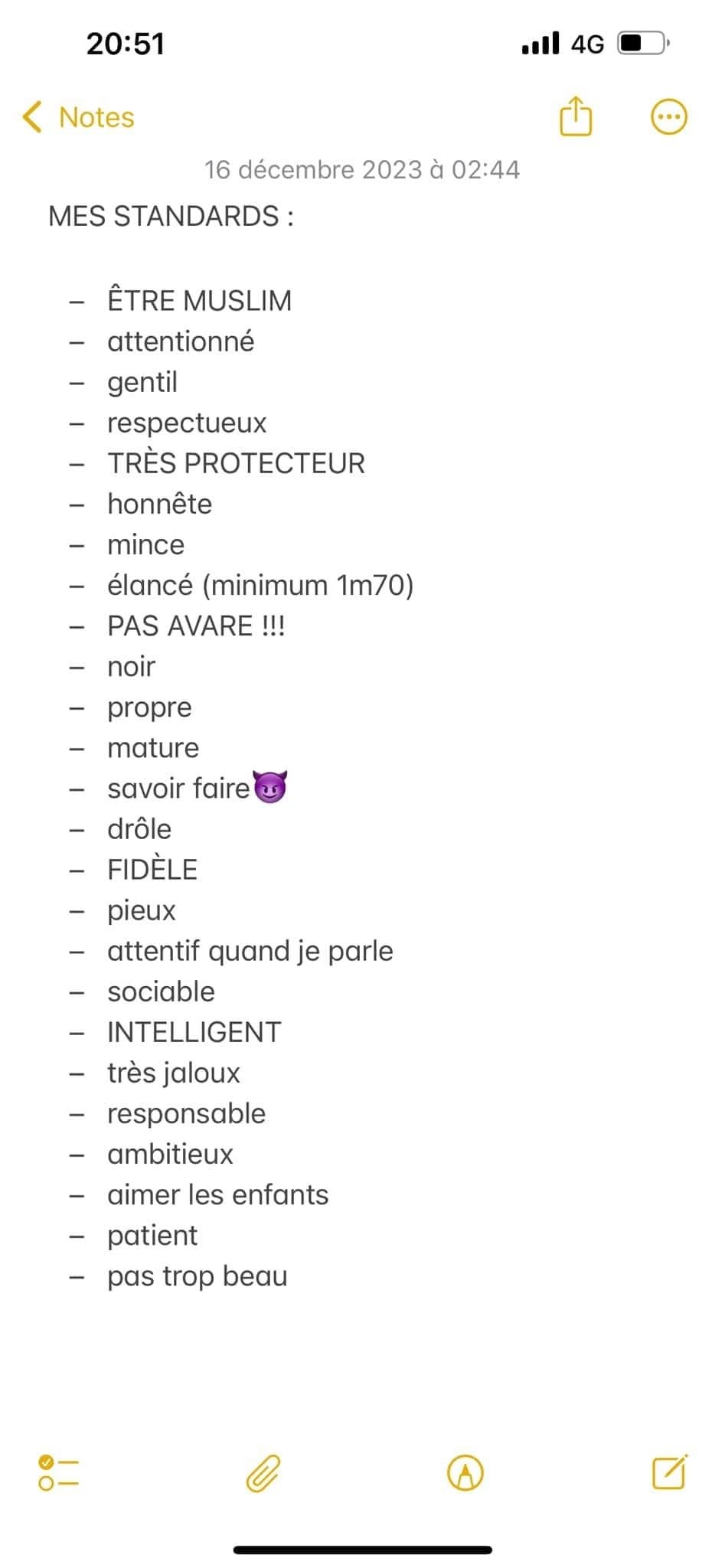 La liste de critères d une random sur fb