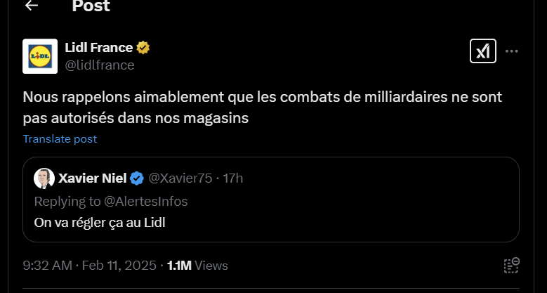 LIDL Fronsse répond à la proposition de combat de MMA Elon Musk vs Xavier Niel