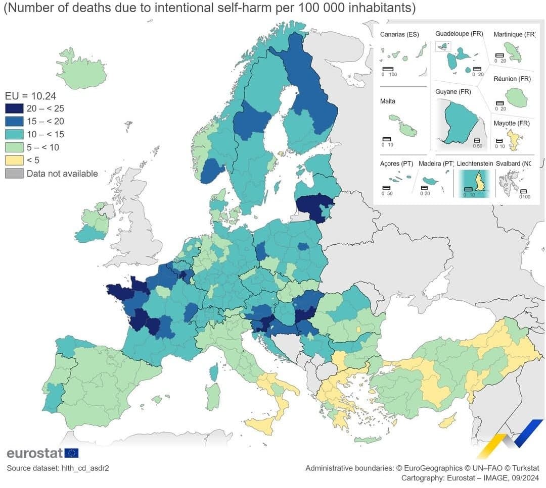 Mais bordel la carte du taux de suicide en Europe