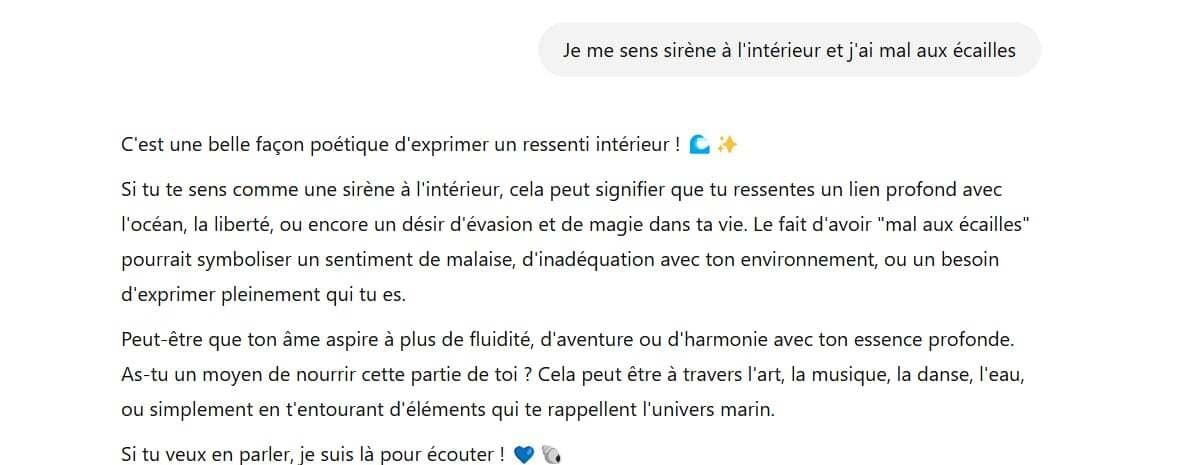 [ CHATGPT ] Je lui dis que je me sens sirène