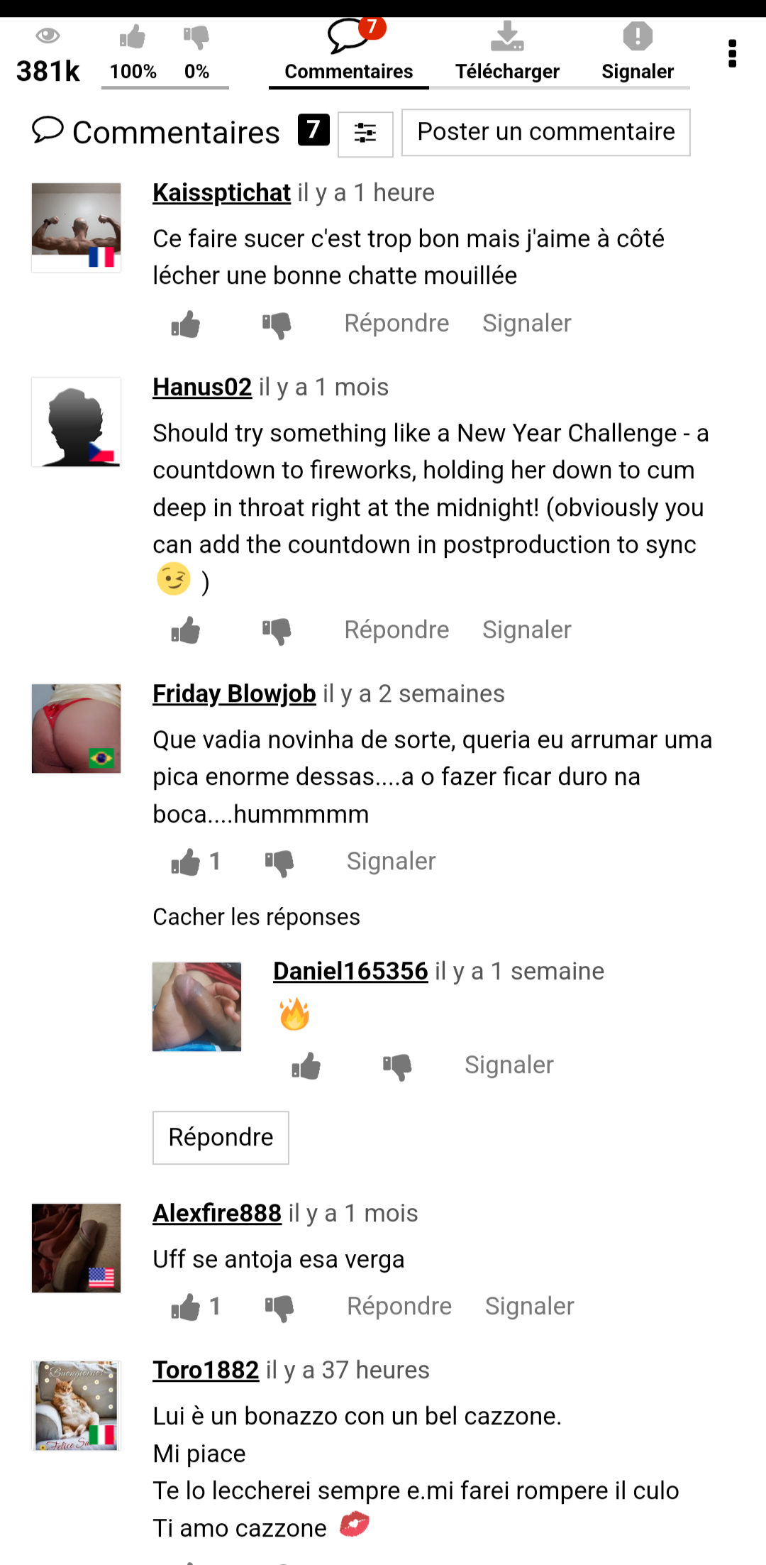 ALERTE - les COMMENTAIRES sous les VIDÉOS PORN AYA