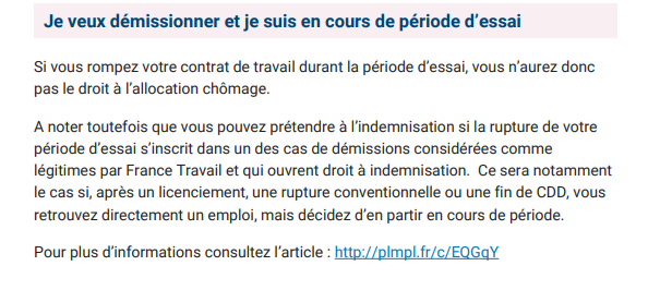 Abandon période d'essai = PLUS DE CHOMAGE :)