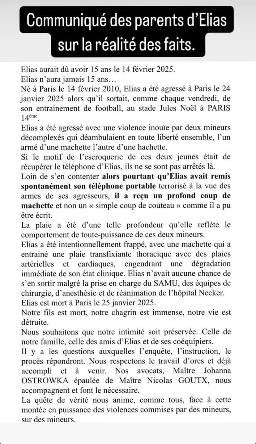 ALERTE : Les PARENTS du JEUNE ELIAS ont FAIT un COMMUNIQUÉ sur les FAITS !