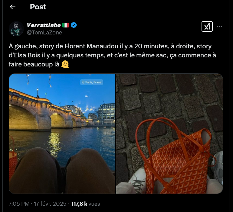 [PHOTO] Le sac d'Elsa apparait sur la story de Florent MANAUDOU !!!