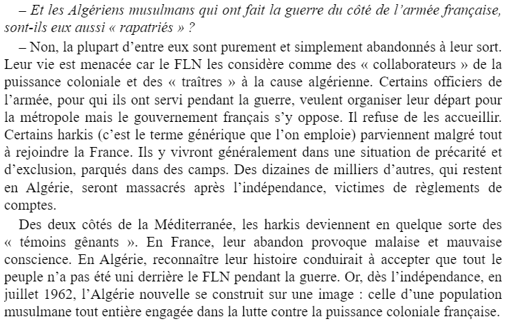 Vous en PENSEZ QUOI des HARKIS de la GUERRE D'ALGERIE ?????