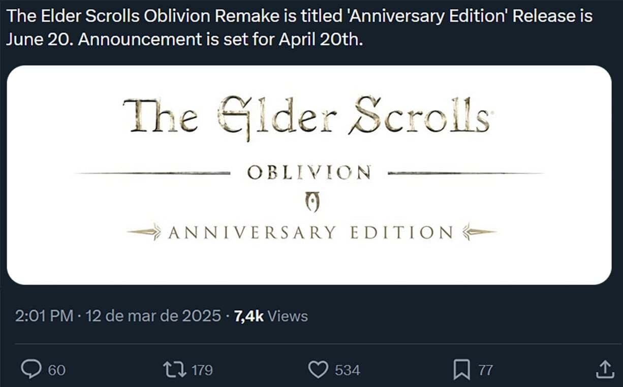 Tu vas acheter toi le remake de The Elder Scrolls OBLIVION qui sort en avril ?