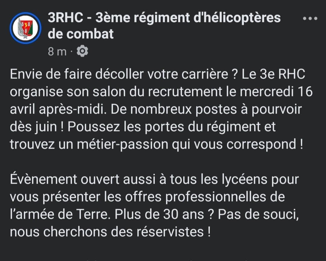 (ALERTE) L'armée française va commencer à recruter en masse en avril pour débuter en juin