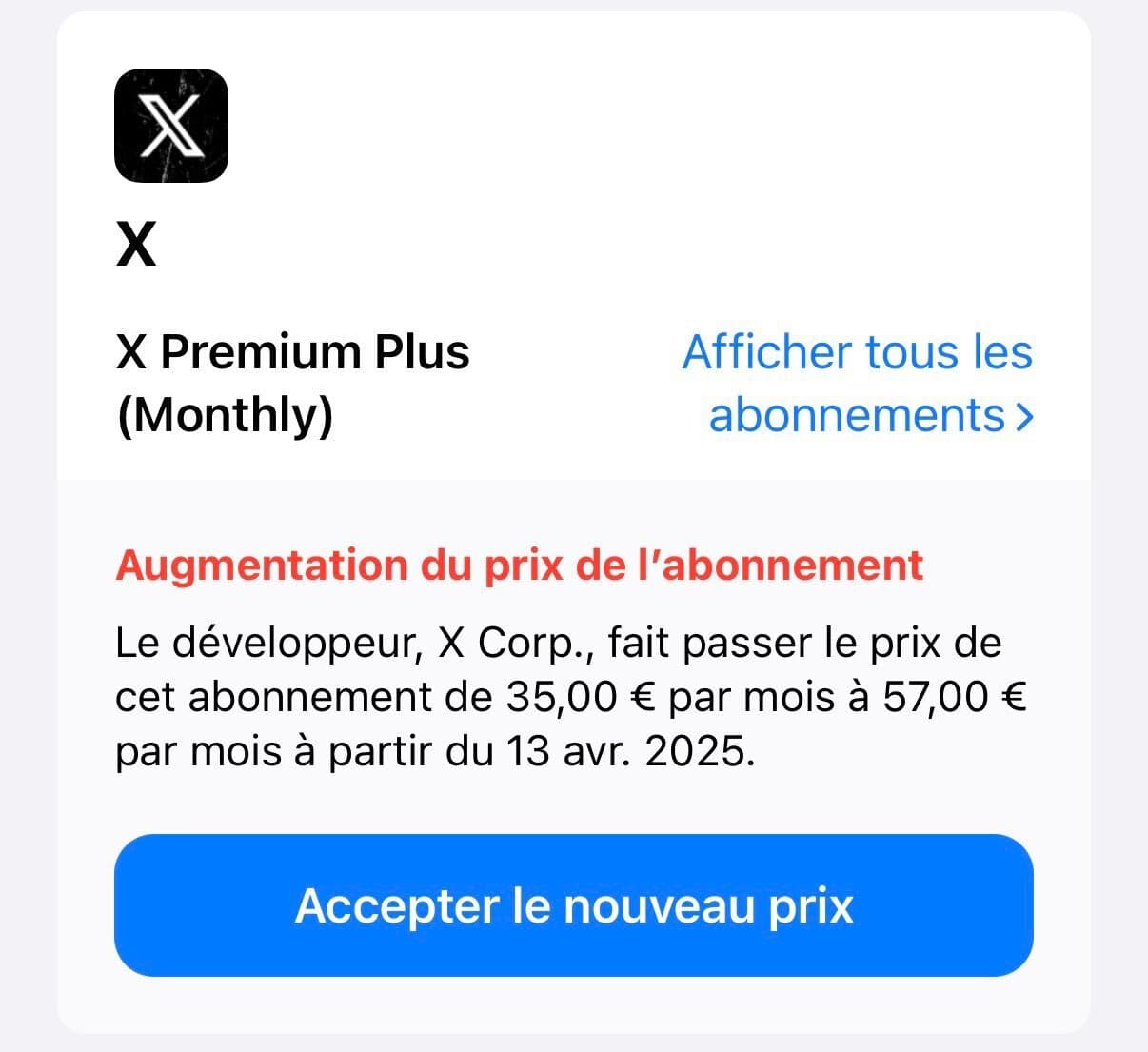 le COMPTE CERTIFIÉ sur X passe de 35€ a 57 € par mois