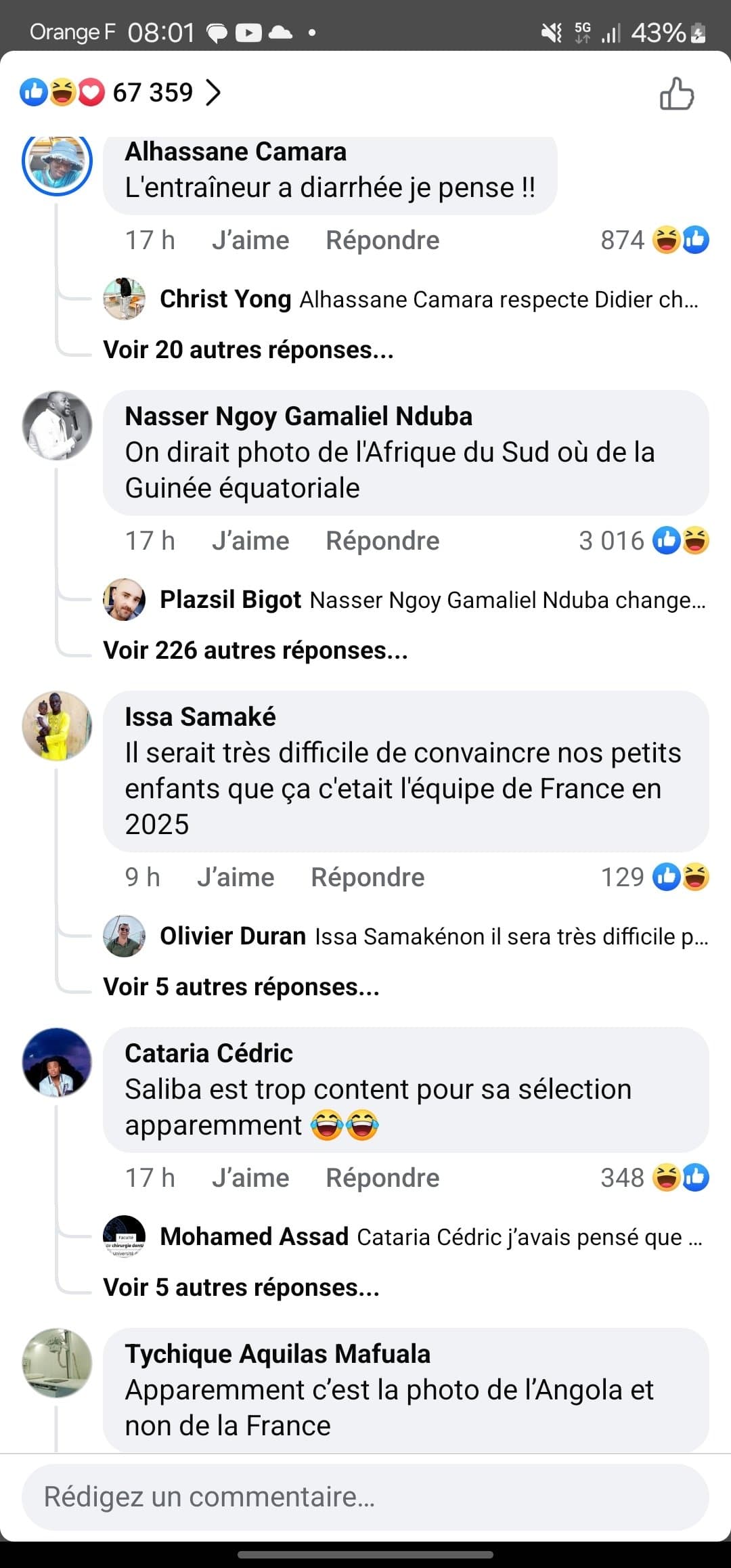 Ayaaa les commentaires Facebook sur la photo officielle de l'EDF