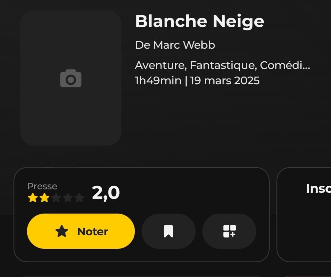 🎬 [AYAAA] Allociné DÉSACTIVE les notes SPECTATEURS de BLANCHE-NEIGE 🎬