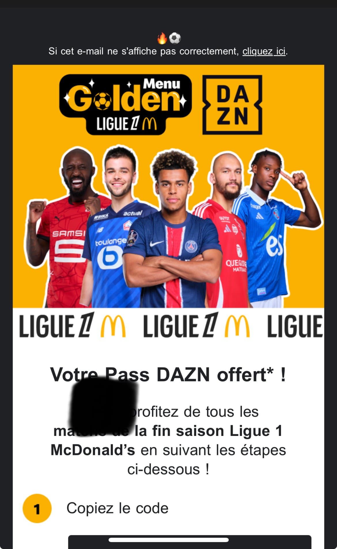 J’ai reçu mon abonnement DAZN pour un menu mc dounald acheté 🔥 🔥 ⚽️ ⚽️