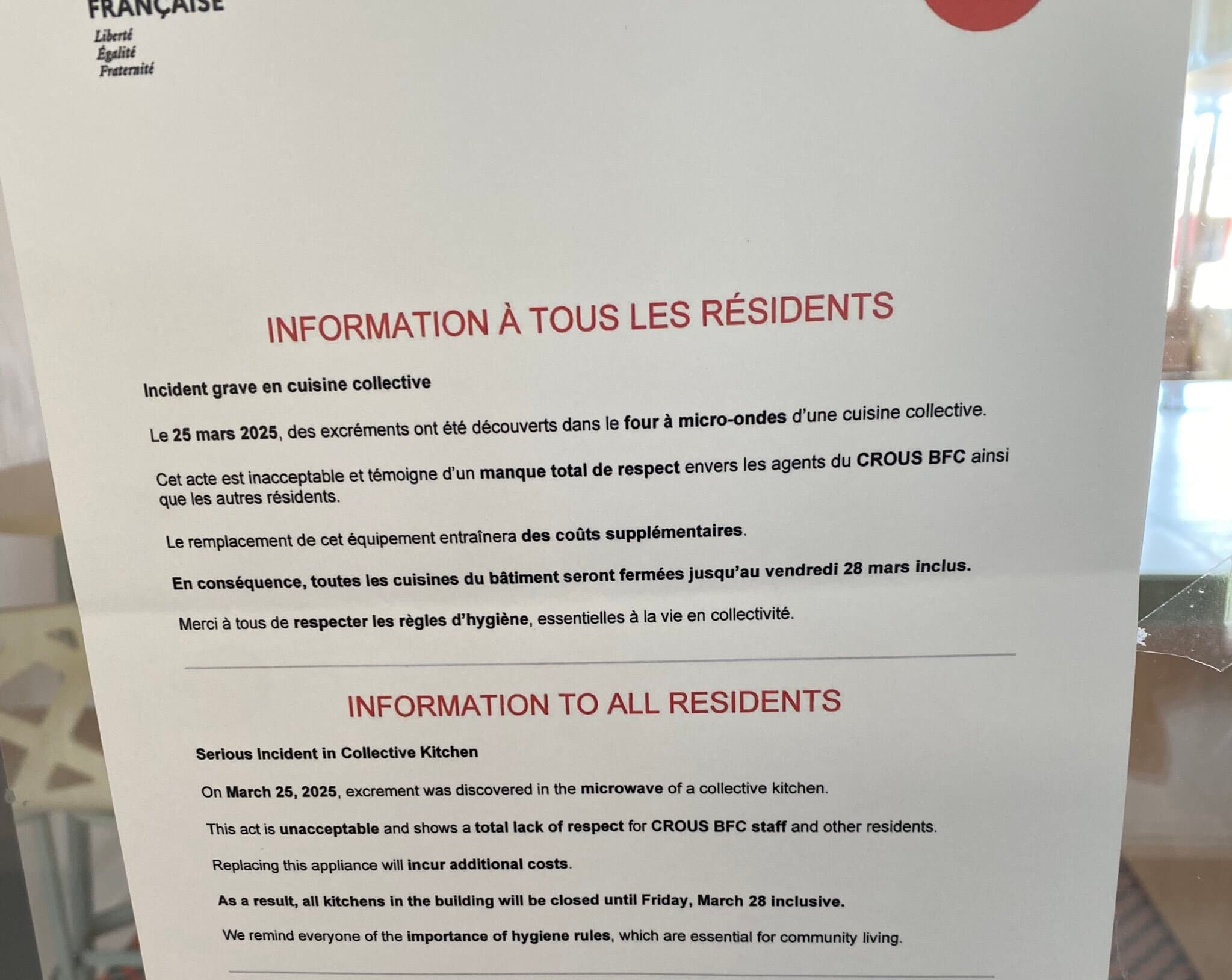 Mon CROUS ferme sa CUISINE COLLECTIVE à cause d'EXCREMENTS