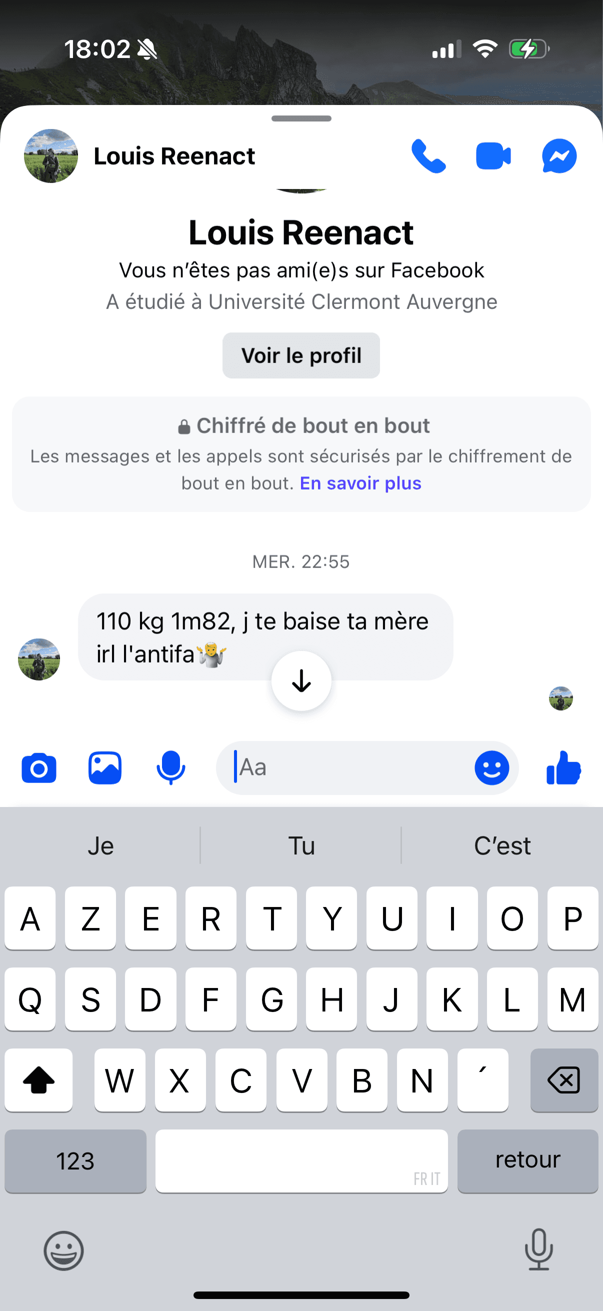 (Photo) je me fais menacer par un droitardé obèse en message Facebook