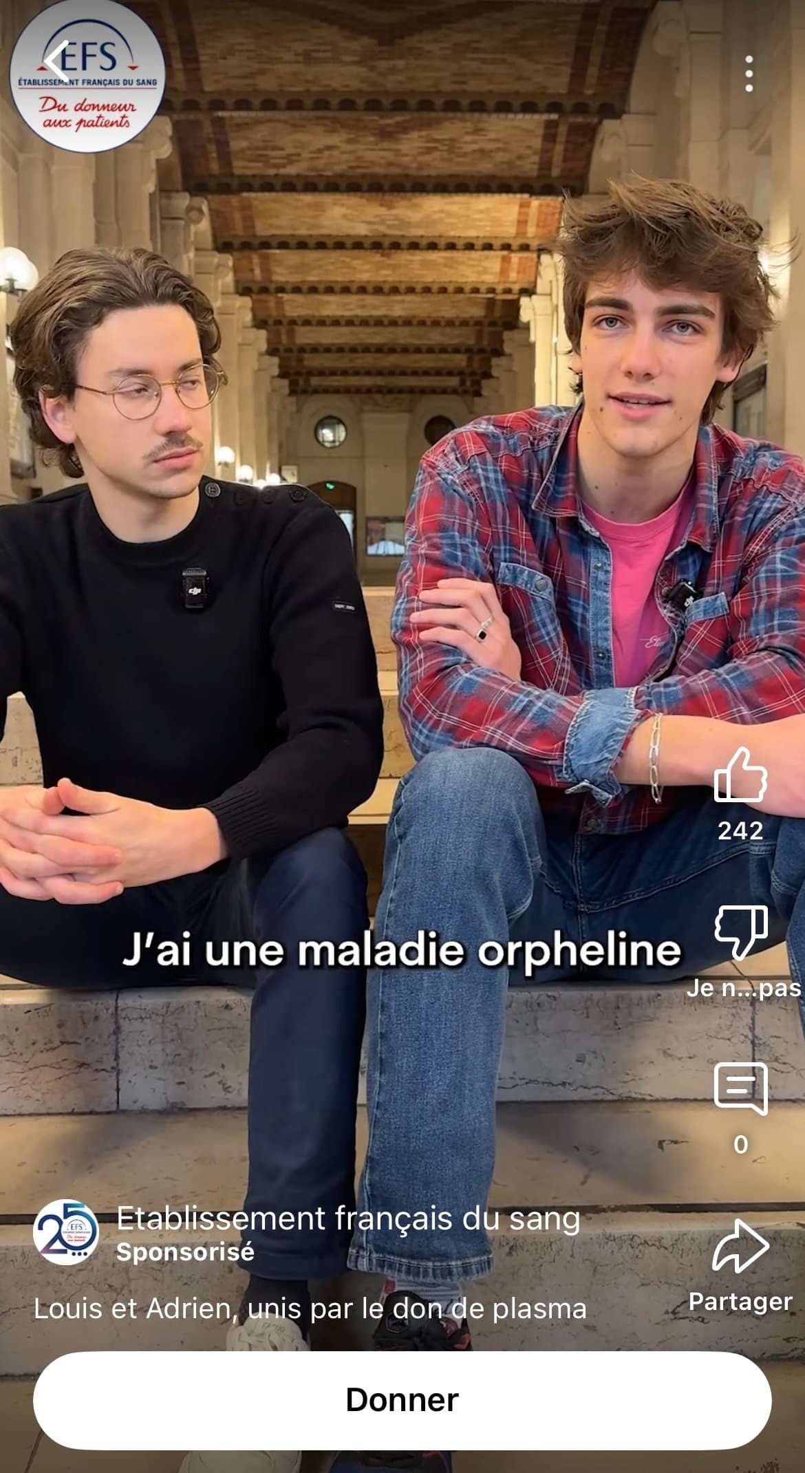 Le SPOT PUBLICITAIRE pour le DON de PLASMA :)