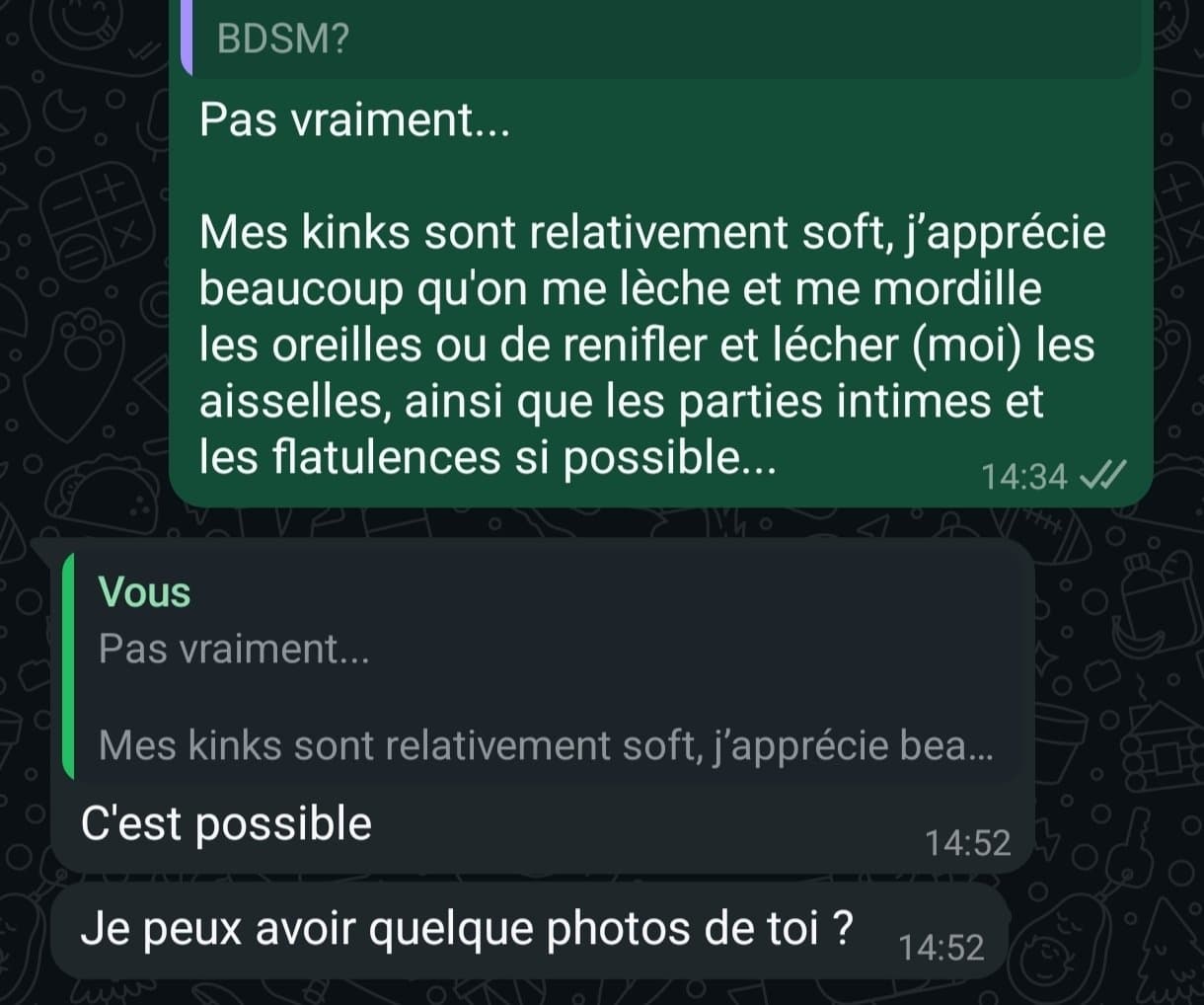 Un escort accepter de me péter à la gueule