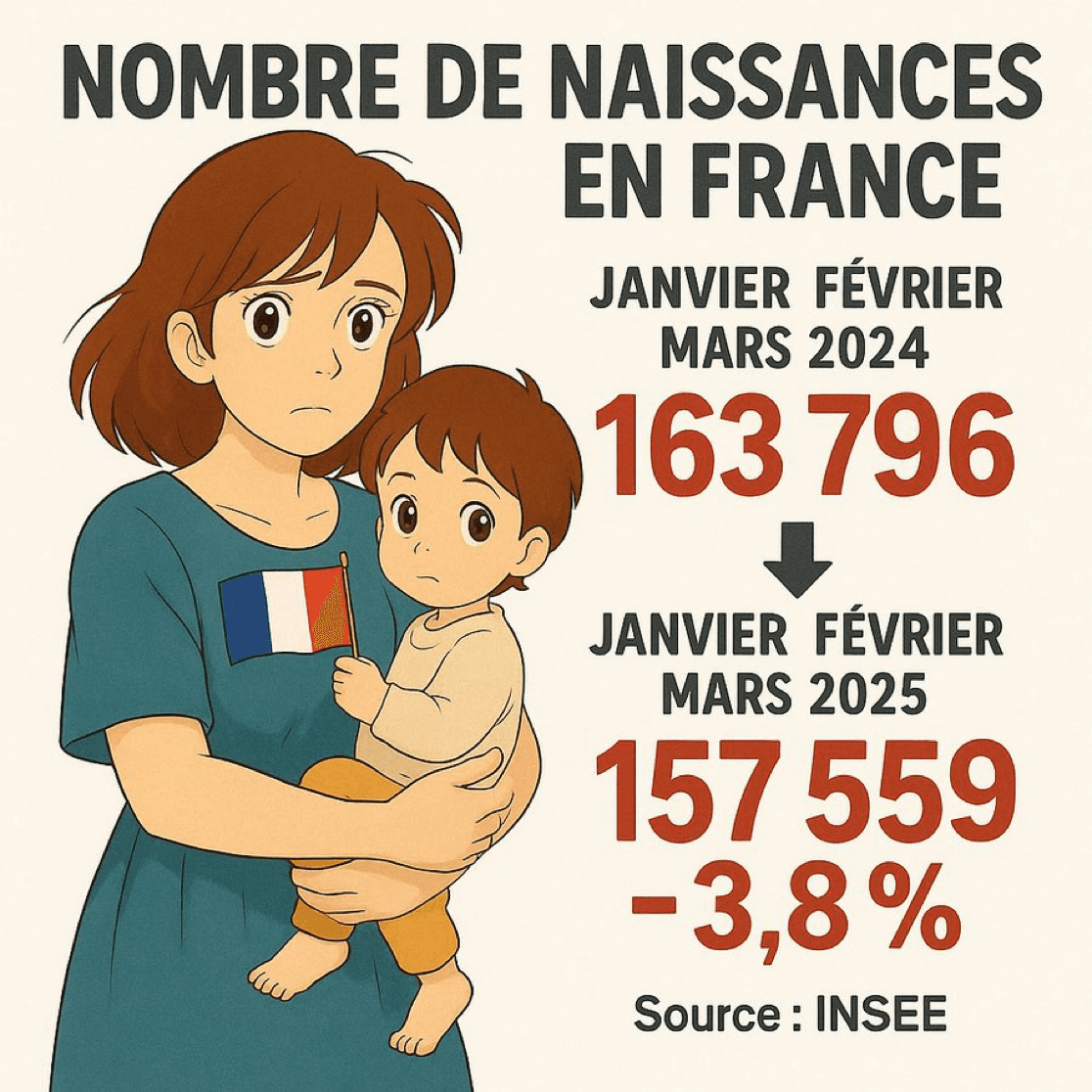 Même avec l’immigration, la natalité française baisse