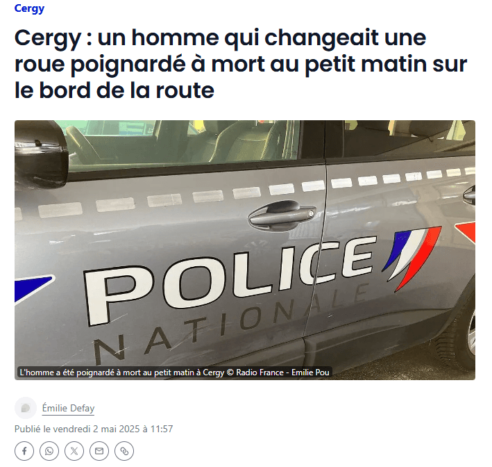 Un homme qui changeait une roue poignardé à mort