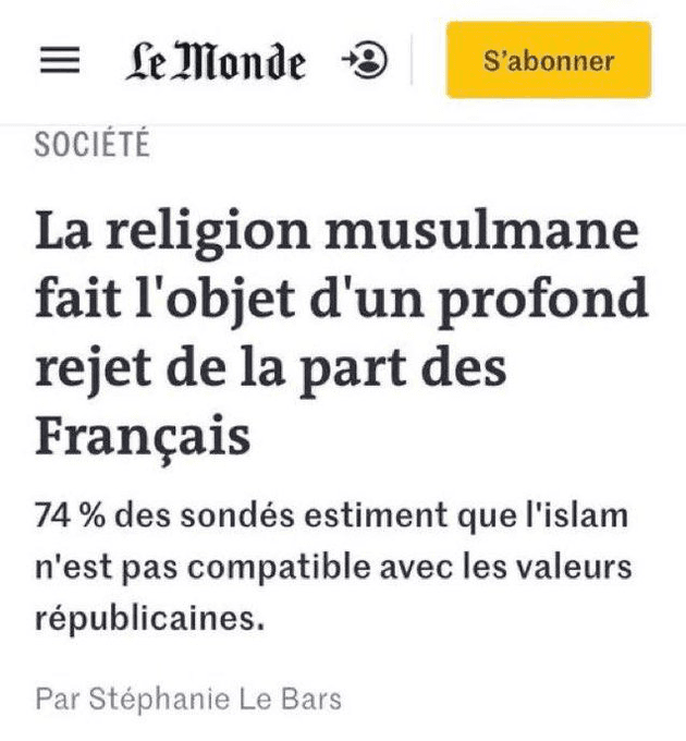 pourquoi les français rejettent l'Islam ?