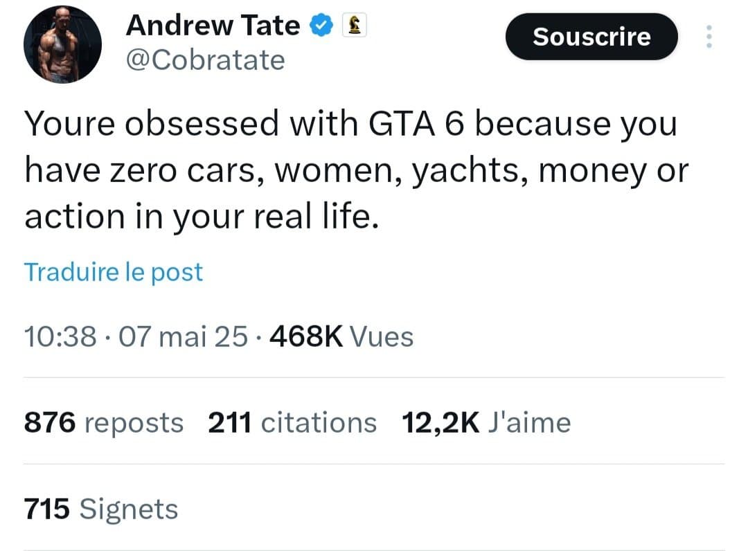 [SCREEN] ANDREW TATE ANNIHILE tous ceux qui ATTENDENT GTA 6