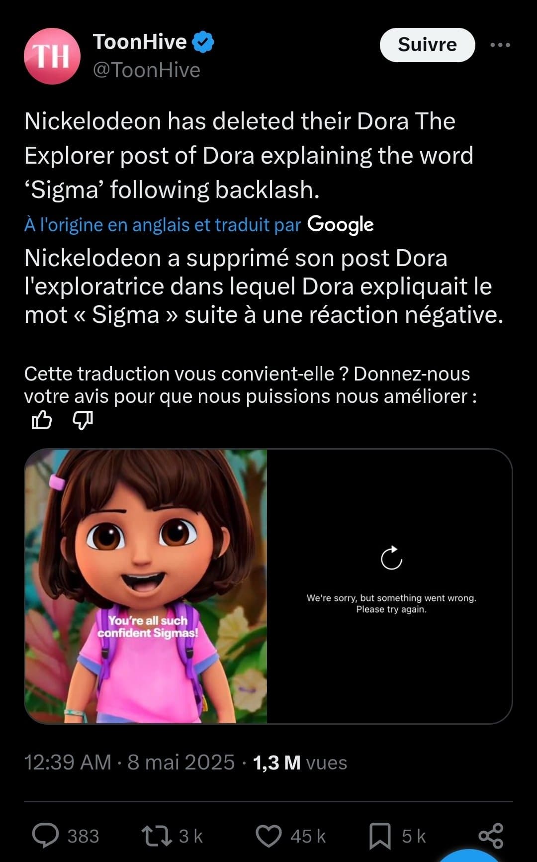 NICKELODEON SUPPRIME une VIDÉO de DORA qui EXPLIQUE le MOT SIGMA