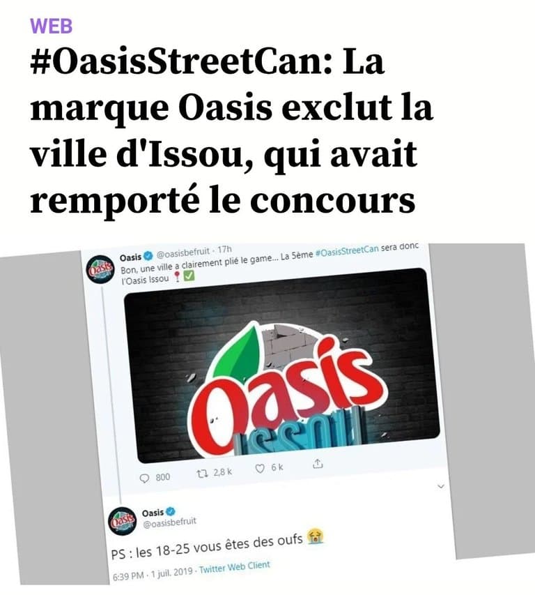 [ALERTE] Oasis exclut la ville d'ISSOU du CONCOURS