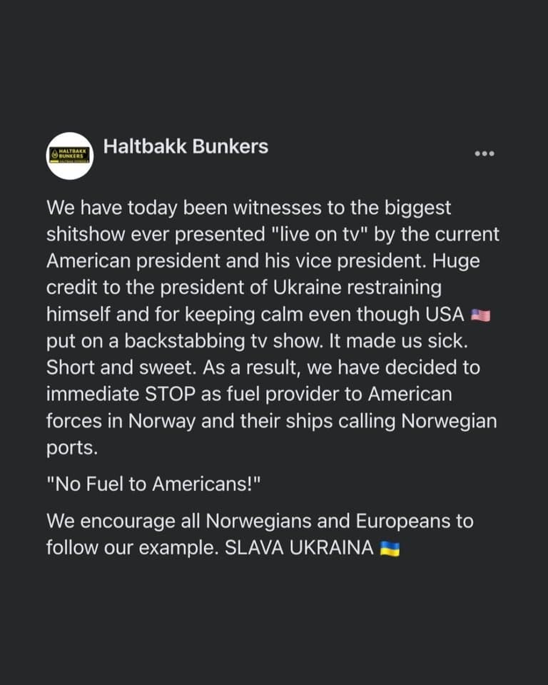 [ALERTE] La NORVEGE ne va plus ravitailler les NAVIRES AMERICAINS