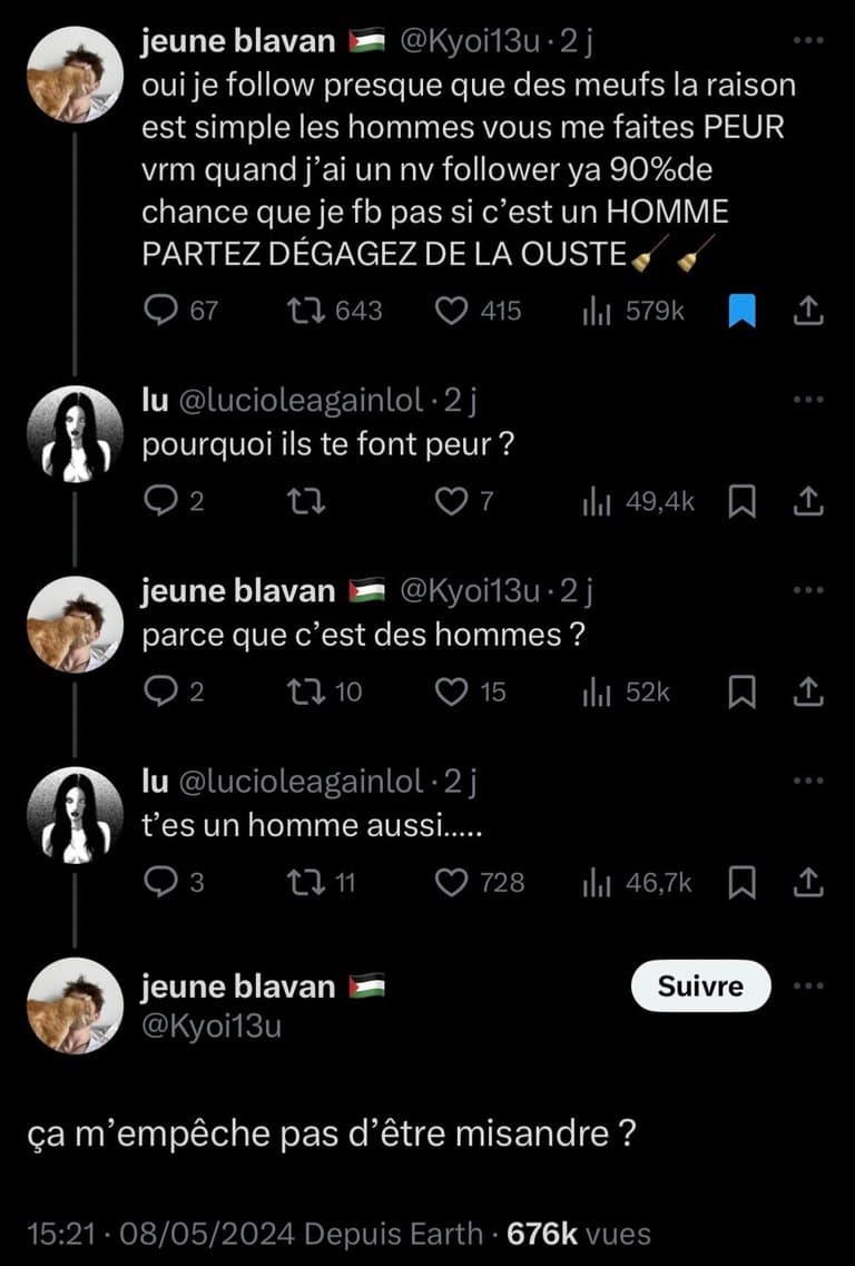 Ce TWITTOS se qualifie de MISANDRE