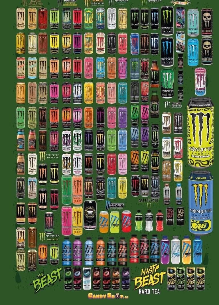 [Photo] La liste de toutes les Monster Énergy qui ont existés