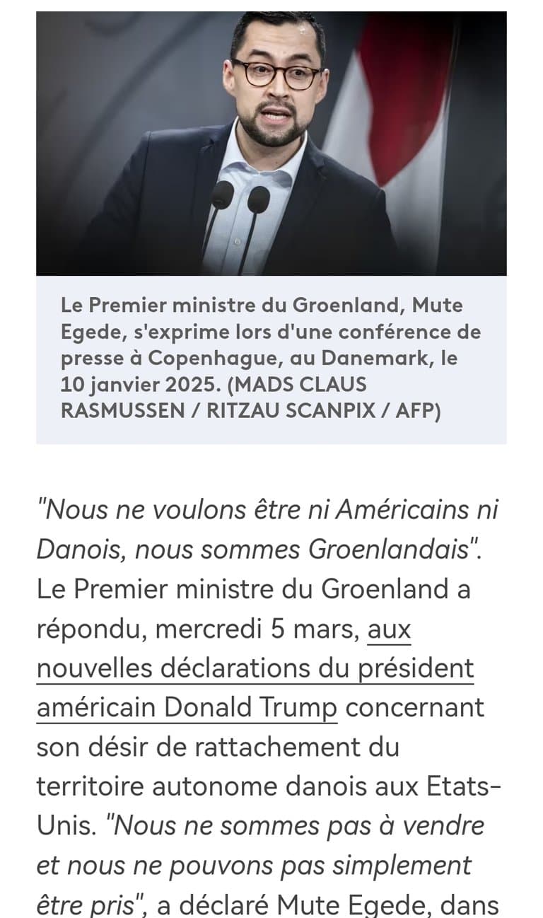 🔥🔥Le PM du GROENLAND envoie chier TRUMP: "On veut pas être américain"