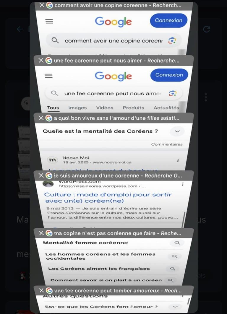 Mes dernières recherches Google subjugue la planète JVC.