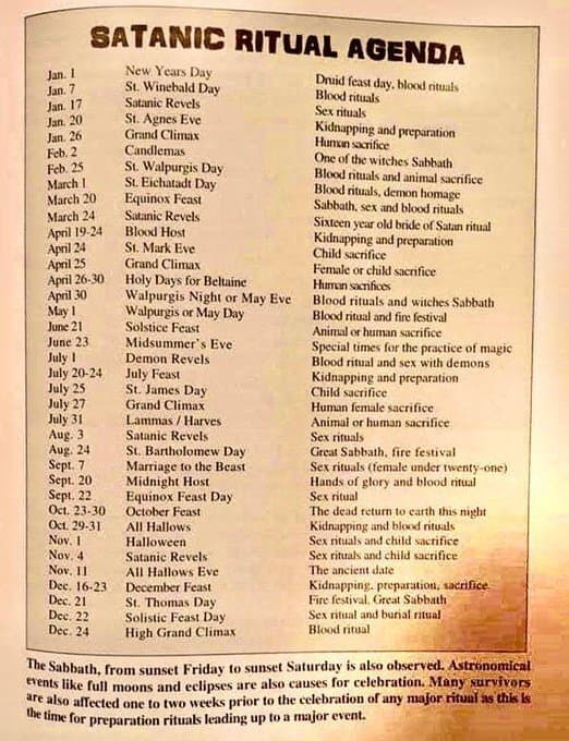 [LEAKS] L'agenda des rituels SATANIQUES de l'élite ayaaa
